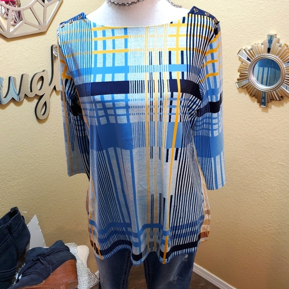 Charter Club 3/4th Sleeve Popover top sz M - Picture 2 of 13